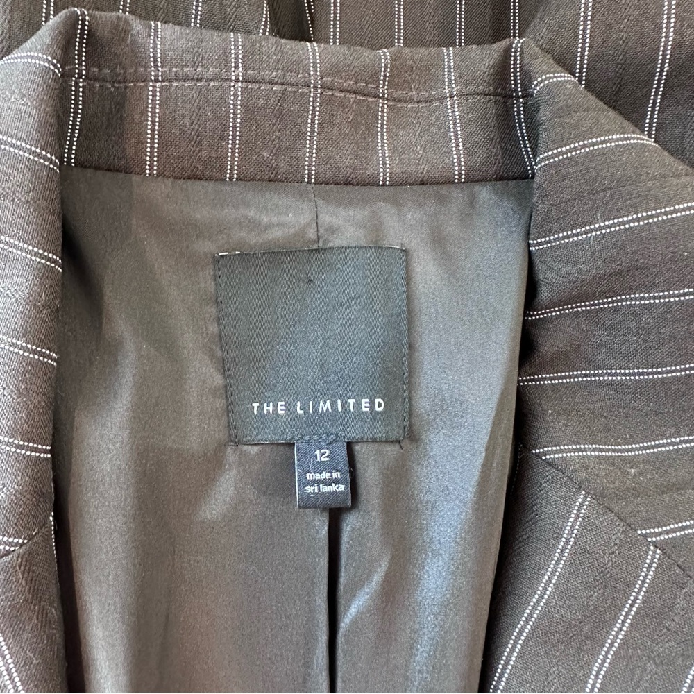 The Limited Pinstripe Brown/Cream Blazer Two Button Suit Jacket Office Business - Picture 7 of 14